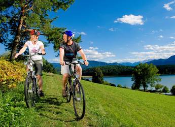 cyclists overlooking the lake