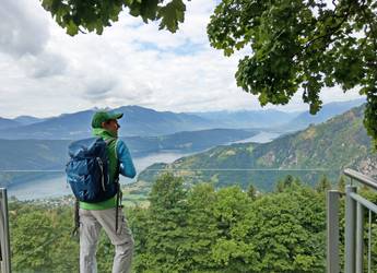hikers view over lake